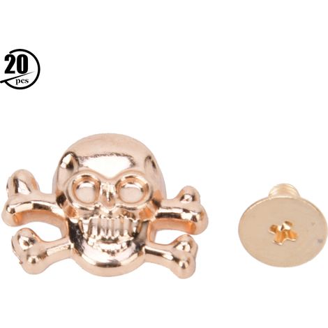 20 Stück Punk-totenschädel, 15 Mm, Mit Knochennieten – Gothic-accessoires Für Gepäck Und Dekorationen