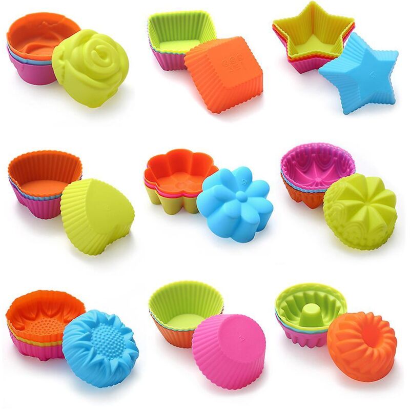 Set Mit 36 Wiederverwendbaren Silikon-muffinformen In 9 Verschiedenen Formen