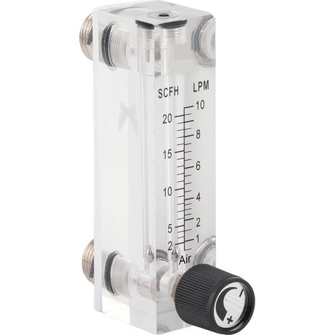 Einstellbarer Pmma-gasdurchflussmesser 110 L/min Mit 1/4"-bsp- Und M18x1,5-anschlüssen