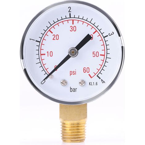 Mini-manometer 0–4 Bar / 0–60 Psi Für Kraftstoff, Luft, Öl, Wasser – Npt-gewinde