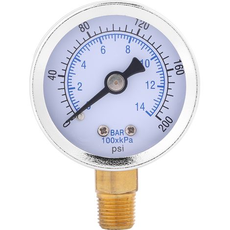 Hydraulikdruckmesser 0–200 Psi / 0–14 Bar, 40 Mm Zifferblatt, 1/8"-npt-anschluss