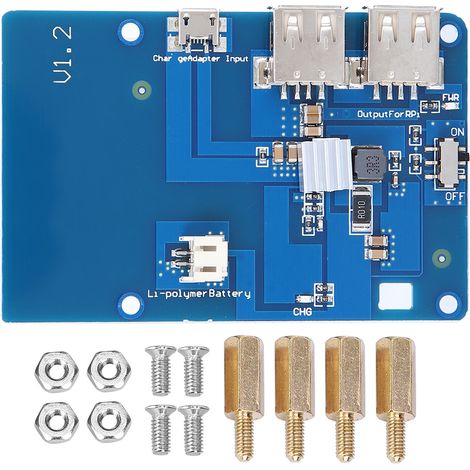 Usv-netzteil-erweiterungsplatine Für Raspberry Pi 3 Mit Zwei Usb-ausgängen Und Lipo-akku
