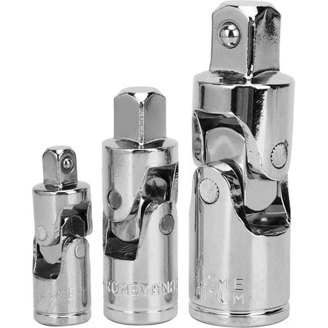3-teiliges Universalgelenk, Chrom-vanadium-stahl, Hochglanzpoliert, Gehärtet, Adapter 1/4", 3/8", 1/2 Zoll