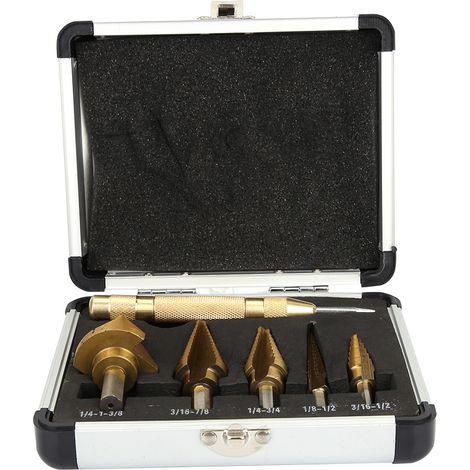 6-teiliges Set, 1 Box, Hss-stufenbohrer Mit Titanbeschichtung, Kegelbohrer-set