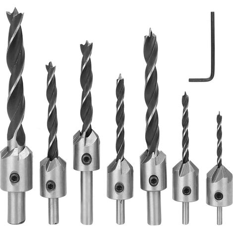 7-teiliges 5-nut-fasenbohrer-set Mit Innensechskantschlüssel Zum Bohren In Holz