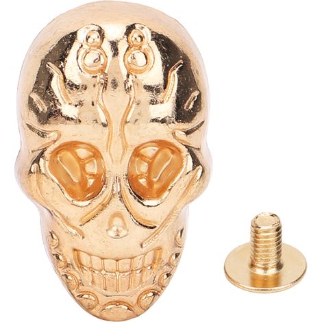 20 Stück Punkige Nieten (15,66 X 25,24 Mm), Gotische Verzierungen Für Schuhe Und Accessoires, Goldener Geisterkopf