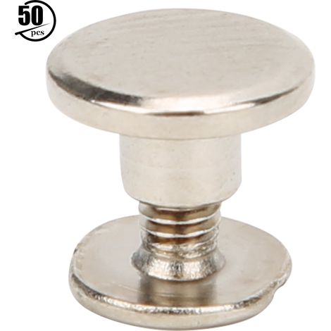 50 Sets Mit 6,5 Mm Messing-flachkopfnieten/-bolzen Für Diy-lederarbeiten, Silberbeschichtete Schrauben