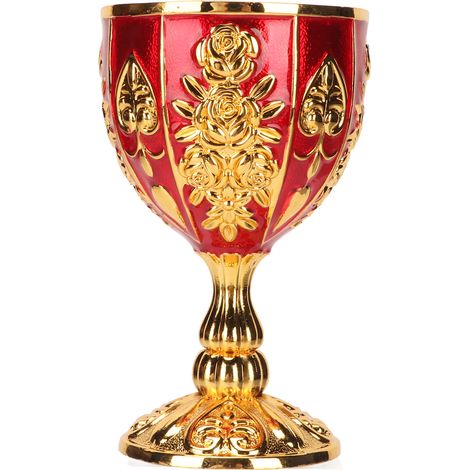 4-zoll-kelch Aus Zinklegierung, Geprägtes Florales Retro-design, Eleganter Becher Für Partys, Bankette Und Bars, Gold Und Rot