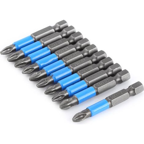 10 Stück 50 Mm Rutschfeste Magnetische Bits Ph2 S2 Für Elektrische Schraubendreher