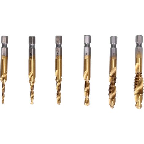 6-teiliges Set Sechskant-kegelbohrer Aus Hss Mit Spiralnut-design Für Die Maschinelle Bearbeitung