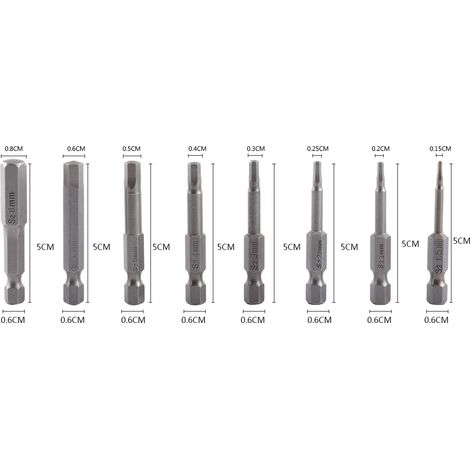 8-teiliges Magnetisches Schraubendreher-bit-set, 1/4 Zoll, H1,5 Bis H8, S2 50 Mm Sechskantschaft
