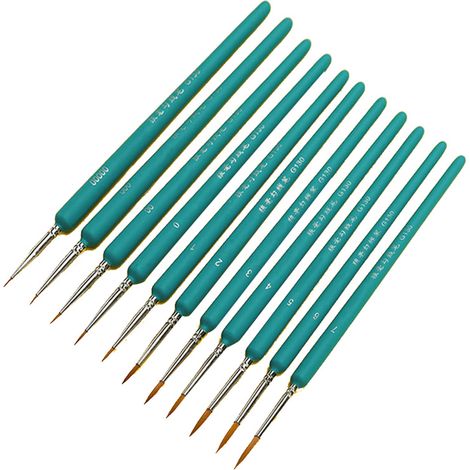 Set Mit 11 Weichen Detailpinseln Aus Zobelhaar, Ergonomischer Hellblauer Griff Für Präzises Zeichnen Und Optimale Saugfähigkeit, 11-teilig