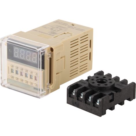 Dh48s 110v Ac Digitales Zeitrelais Mit Digitalanzeige Und Sockel, Einstellbarer Zyklus Von 0,1s Bis 99h