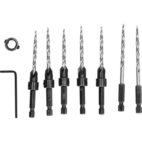 Holzfasenschneider-set, 1/4" Sechskantschaft, Verstellbar, Mit Feststellschlüssel, 11/64" Zoll.