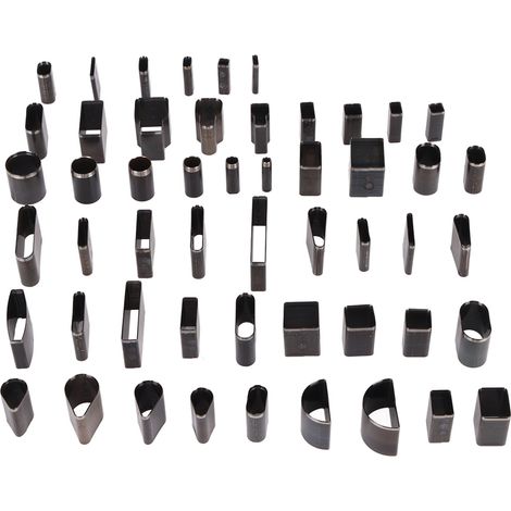 52-teiliges Set Hohler Ausstechformen Aus Kohlenstoffstahl, Verschiedene Größen Und Ausführungen, Für Lederarbeiten Und Heimwerkerprojekte.