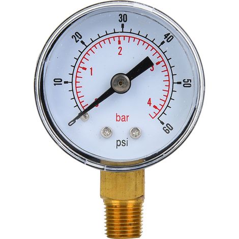 Mechanisches Manometer Mit 1/8 Bspt-bodenanschluss Für Luft, Öl, Wasser (0-60 Psi, 0-4 Bar)