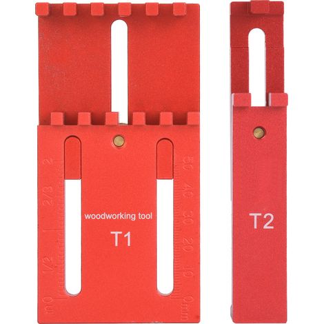 2-teiliger Tiefenmesslineal Aus Aluminiumlegierung Und Messing Für Präzisionsholzbearbeitung T1+t2