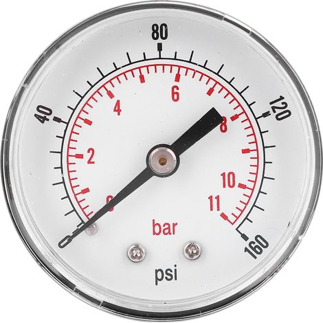 50-mm-manometer Mit 1/4-bspt-rückanschluss Für Luft, Wasser, Öl, Gas (0-160 Psi / 0-11 Bar)
