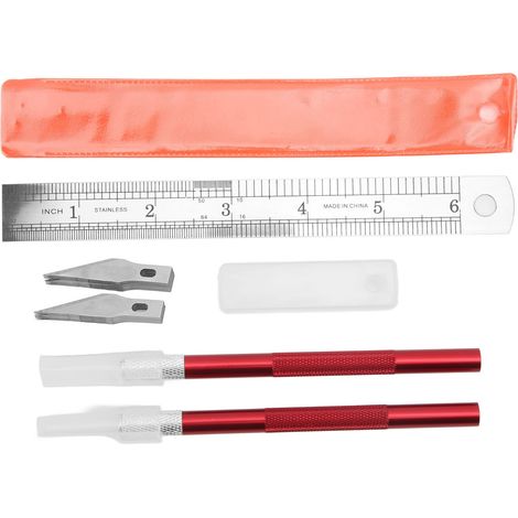 Exacto Bastelmesserset Mit 20 Klingen Und Stereotyp-lineal – Diy-schnitz- Und Kunstwerkzeug, Rot