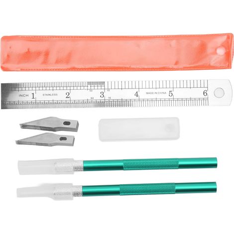 Exacto Bastelmesserset Mit 20 Klingen Und Stereotyp-lineal – Grünes Diy-schnitzwerkzeug