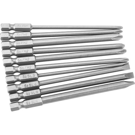 10 Phillips-schraubendreherbits Ph1 Und Ph2 Aus S2-stahl, 1/4-zoll-sechskantschaft, 100 Mm Länge