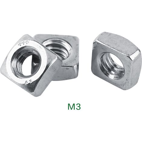 Vierkantmuttern Aus Edelstahl 304, Kompatibel Mit Metrischen Schrauben (m3, 100er-packung)