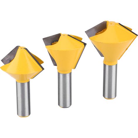 Set Mit 3 V-nutfräsern Für Die Holzbearbeitung, 1/2"-schaft, Professionelles Holzbearbeitungswerkzeug