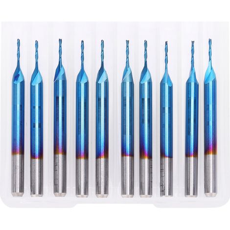 10 Nutfräser Mit Geradem Schaft, 2 Schneiden, Blau Beschichtet, 3,175 Mm, Für Holz, Metall, Stahl, Hartmetall