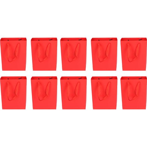 10 Schlichte Rote Geschenktüten Für Weihnachten, Geburtstage, Partys, Geschenkverpackung, Papier