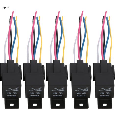 5-teiliges 12v 30a/40a 5-pin Spdt Kfz-relais Mit Stecker Und Verkabelung