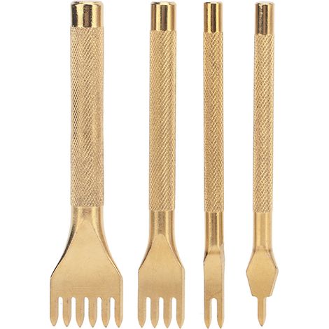 4-teiliges Set Aus Vierzinkigen Ahlen Aus Edelstahl (4 Mm), Rutschfester Griff, Sehr Scharf Für Die Lederverarbeitung