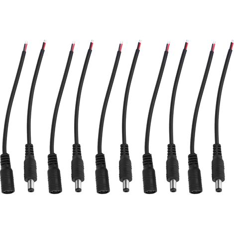 Paar Dc 5,5x2,1mm Stecker/buchsen Mit Stromkabel (schwarz)