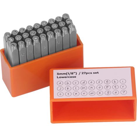 27-teilige Metallpunzen, Kleinbuchstaben, Kohlenstoffstahl, Für Schmuck Und Leder, Mit Etui