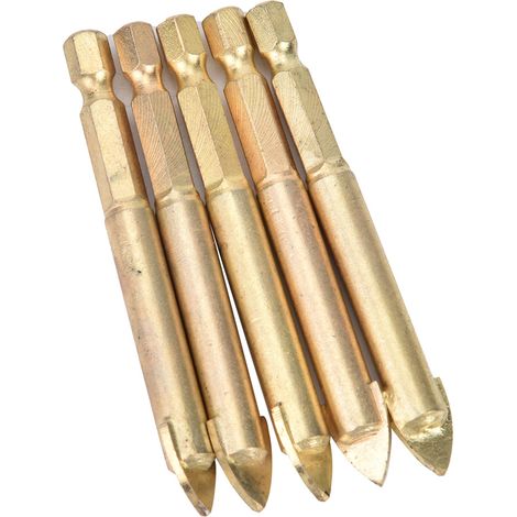 5-teiliges Set Dreieckiger Bohrer Mit Hartmetallspitze Und 10-mm-sechskantschaft Für Fliesen, Glas Und Holz