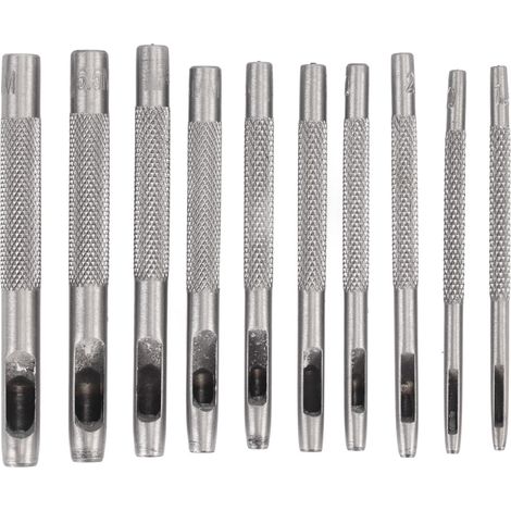 10-teiliges Set Aus Hohlen Lederlochern Aus Edelstahl, Rundlocher Für Riemen, Armbänder Und Gürtel, Inklusive Aufbewahrungstasche
