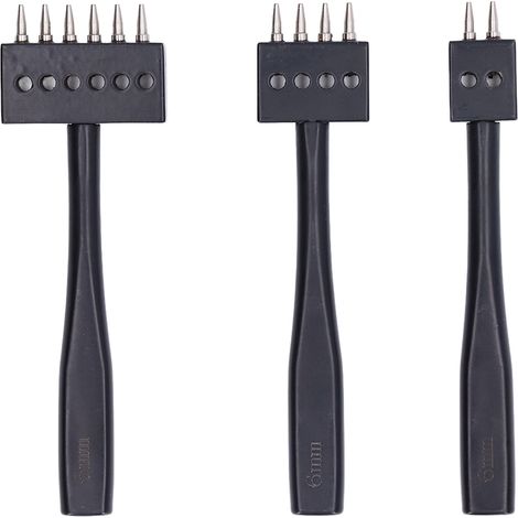 Set Mit 3 Gezahnten Lederlochern – Professionelle Markierungs- Und Perforationswerkzeuge – Verschiedene Größen (6 Mm) – Ideal Für Heimwerker Und Lederarbeiten