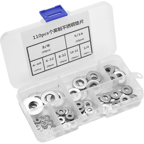 Sortiment Mit 110 Edelstahl-unterlegscheiben – Set Mit Aufbewahrungsbox (zoll)