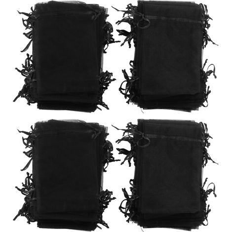 200 Organza-geschenktüten 10 X 15 Cm Mit Kordelzug – Schwarz – Für Hochzeiten, Partys, Schmuck Und Dekoration