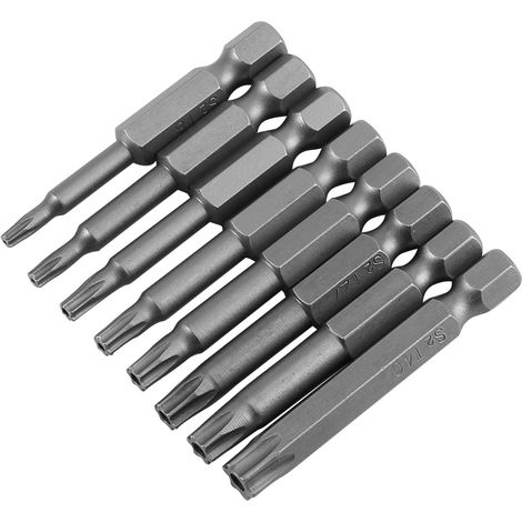 8-teiliges Set Sicherer Magnetischer Stahlschraubendreherbits, 50 Mm Lang, 1/4"-sechskantschaft, Bereich T8 Bis T40