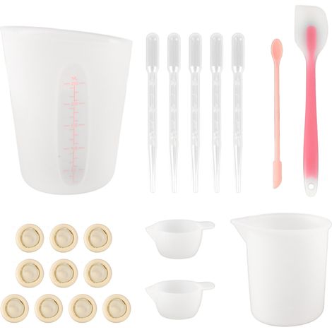 21-teiliges Silikon-werkzeugset Für Epoxidharz, Mit Spachtel, Handschuhen Und Pipetten – Rosa