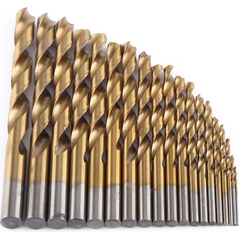 Set Mit 19 Titanbeschichteten Hss-spiralbohrern 1-10 Mm Mit Zylindrischem Schaft