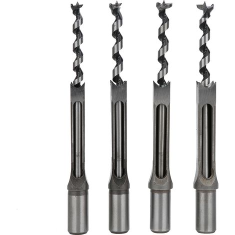 4-teiliges Set Mit 12,7–16 Mm Vierkantbohrern Für Holz, Aus Hochpräzisem Wälzlagerstahl