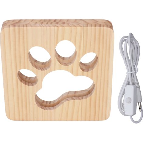 3d-nachtlicht Aus Holz Mit Katzenpfoten-design – Sanfte Und Tragbare Beleuchtung Fürs Schlafzimmer – Usb-anschluss