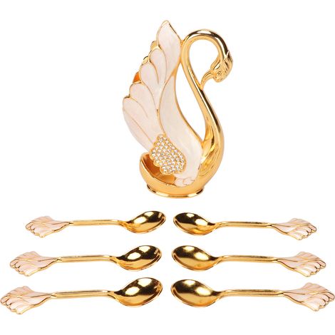 Besteckset Mit Schwanenfuß Und Innovativem Goldglätter – Ideal Für Cafés, Bars Und Partys, Inklusive Goldener Und Weißer Löffel Und Gabeln
