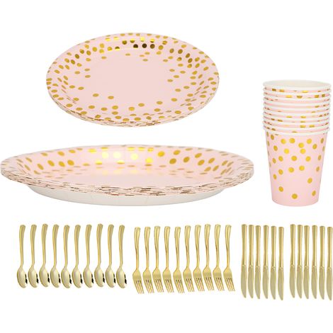 70 Elegante, Rosa-goldene Einwegteller Für Partys, Lebensmittelecht, Praktisch Und Zeitsparend