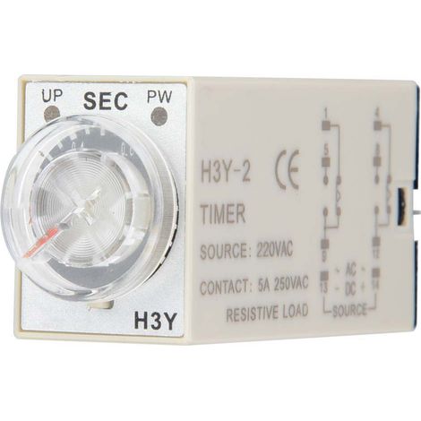 H3y-2 Zeitverzögerungsrelais, 8 Pins, 5a 220v Ac, Zeigereinstellung (1 Sekunde Verzögerung)