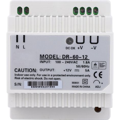 Netzteil Dr-60-12, 60 W, Ein Hochpräziser Ausgang, Din-schienenmontage, 100-240 V Ac Eingang, Für Industrielle Anwendungen.