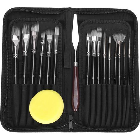Nylonpinsel-set Für Öl-, Acryl- Und Gouachemalerei Mit Aufbewahrungstasche – Künstlerbedarf