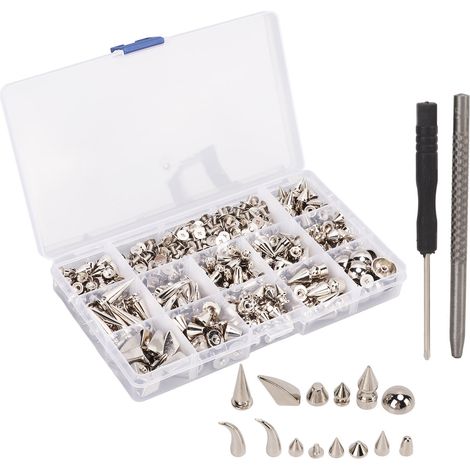 Set Mit 270 Punk-nieten Aus Zinklegierung, 12 Ausführungen Für Lederaccessoires, Robuste Und Glatte Verarbeitung.