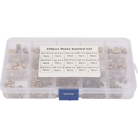 330-teiliges Set Aus Messing-einsatzmuttern M2, M3, M4 Und M5 Für Isoliersäulen